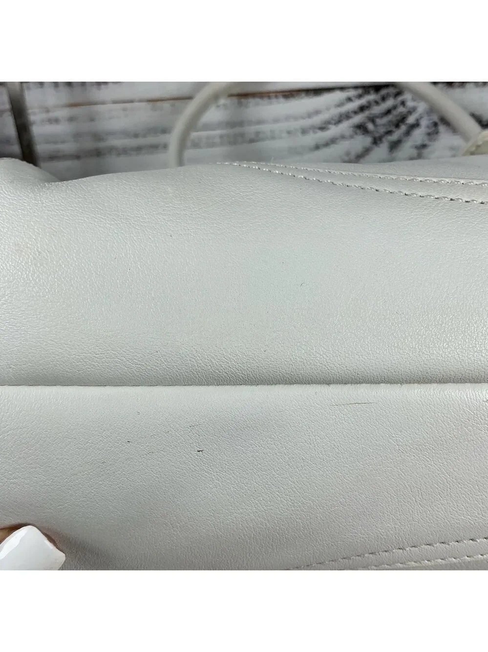 Coach Buckle Vintage Hand Shoulder Bag Soho‎ White Leather Satchel Silver Hardwa